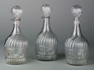 Gin, wine, rum decanter, 1959.2206, .3304., .3303 