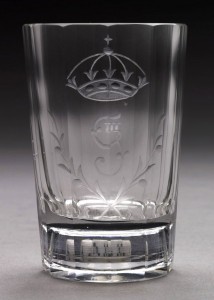 Glass tumbler with dice, 2006.3.47