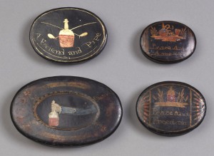 Tobacco boxes, 1957.1567, .1569, .1801, .1803