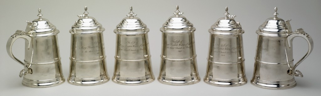 Revere silver tankards, 1957.859.1-.6