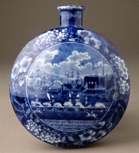 Pearlware Lafayette flask, 1958.1856
